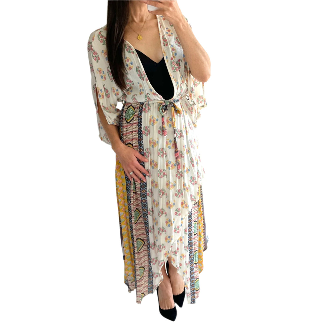 Raga Dress Size 10 - 12 Boho Paisley White Pink RRP $380 Bohemian Summer