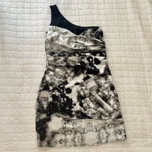 Load image into Gallery viewer, Lipsy Size 10 Short One Shoulder Grey RRP $99 Mesh Gathered Formal
