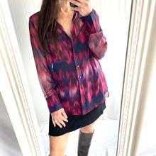 Load image into Gallery viewer, Kookai Sheer Shirt Size 10 Purple Pink Long Sleeve RRP $129 Business
