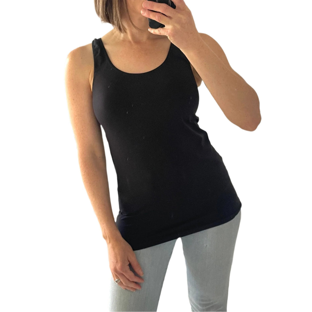 Country Road Size 12 - 14 Black Tank Top RRP $49.95 Casual Cami Stretchy