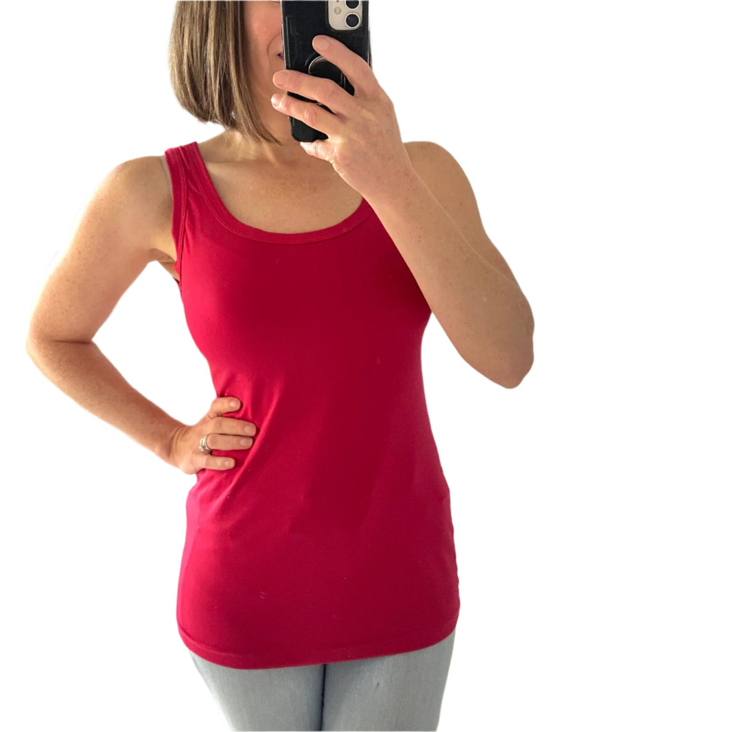 Kookai Size 10 Red Tank Stretchy Lycra RRP $69 Casual Top