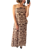 Load image into Gallery viewer, Witchery Dress Brown Maxi Gold Cocktail Evening Size AU 10 - 12 / US 6 - 8
