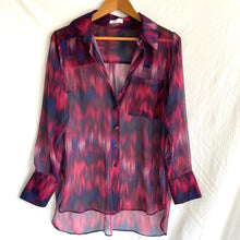 Load image into Gallery viewer, Kookai Sheer Shirt Size 10 Purple Pink Long Sleeve RRP $129 Business
