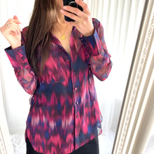 Load image into Gallery viewer, Kookai Sheer Shirt Size 10 Purple Pink Long Sleeve RRP $129 Business
