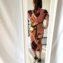 Load image into Gallery viewer, Rivir Size 10 Pink Abstract Midi Button up Dress Business Work Office
