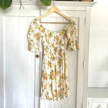 Load image into Gallery viewer, Faithfull the Brand Size 8 White Yellow Flower Short Dress RRP $180 Summer Casual
