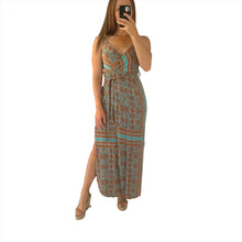 Load image into Gallery viewer, Rumour Boutique Size 10 Maxi Dress Turquoise Brown
