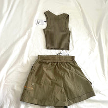 Load image into Gallery viewer, AJE Athletica Size 6 Khaki Green Shorts Ribbed Top RRP $215 Gym Activewear
