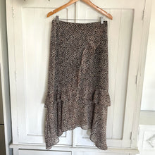 Load image into Gallery viewer, Decjuba Size 10 Leopard Print Midi Skirt RRP $89 Frill 90&#39;s Brown
