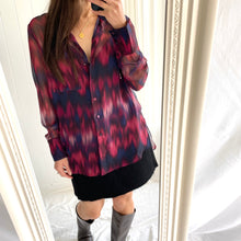 Load image into Gallery viewer, Kookai Sheer Shirt Size 10 Purple Pink Long Sleeve RRP $129 Business
