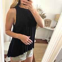 Load image into Gallery viewer, Black Top Size 10 RRP $59 Swing Top High Neck Blouse Summer Casual
