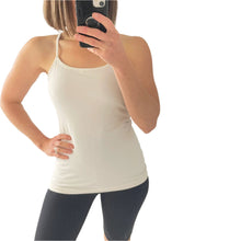 Load image into Gallery viewer, Lululemon Size 12 AU (8 CAN) Off White Built in shelf Bra Tank Top Activewear RRP $89
