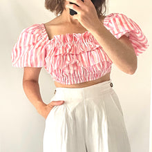 Load image into Gallery viewer, Steele Size Top Blouse Pink Stripe Nautical Glory Cropped Size AU 8- 10 / US 4 - 6
