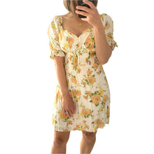 Load image into Gallery viewer, Faithfull the Brand Size 8 White Yellow Flower Short Dress RRP $180 Summer Casual
