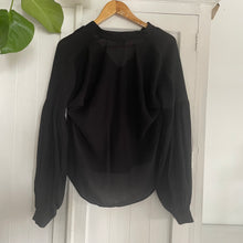 Load image into Gallery viewer, Ezra Blu Black Shirt Blouse Size 6 - 8 RRP $79 Work Business Balloon Sleeves
