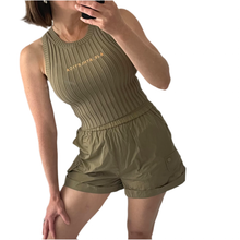 Load image into Gallery viewer, AJE Athletica Size 6 Khaki Green Shorts Ribbed Top RRP $215 Gym Activewear
