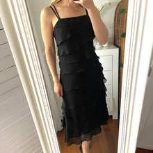 Load image into Gallery viewer, Keisha Size 8 Black Midi Tiered Dress RRP $149 Formal Cocktail
