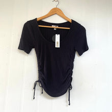 Load image into Gallery viewer, Amuse Society Size 6 - 8 Black Tee RRP $49 Stretchy Short Sleeves Ties T-Shirt
