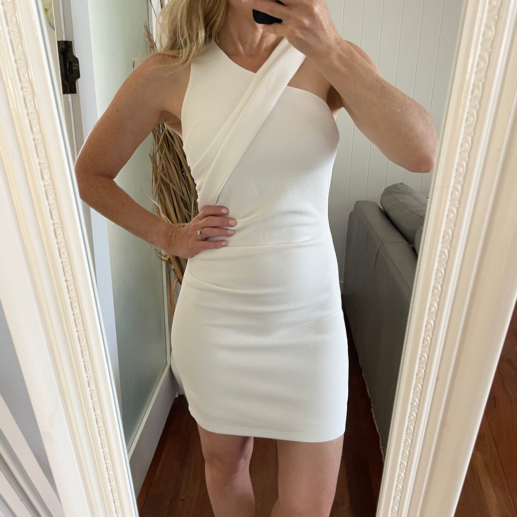 BWLDR Size 8 White Short Pencil Dress RRP $139 Cocktail Summer Party