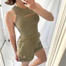 Load image into Gallery viewer, AJE Athletica Size 6 Khaki Green Shorts Ribbed Top RRP $215 Gym Activewear
