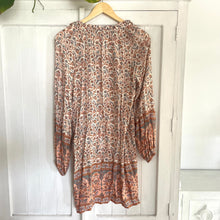 Load image into Gallery viewer, Arnhem Size 8 Long Sleeve Short Dress Paisley RRP $169 Boho Floral Beige
