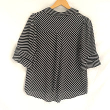 Load image into Gallery viewer, Portmans Size 10 Black White Stripe Ruffle Sleeve Shirt $79 Business Work
