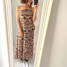 Load image into Gallery viewer, Witchery Dress Brown Maxi Gold Cocktail Evening Size AU 10 - 12 / US 6 - 8
