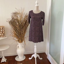 Load image into Gallery viewer, Mister Zimi Size 10 Purple Dress RRP $159 Short 3/4 Sleeve Summer Boho Spots
