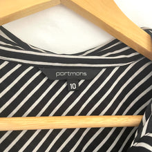 Load image into Gallery viewer, Portmans Size 10 Black White Stripe Ruffle Sleeve Shirt $79 Business Work
