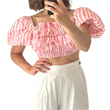 Load image into Gallery viewer, Steele Size Top Blouse Pink Stripe Nautical Glory Cropped Size AU 8- 10 / US 4 - 6
