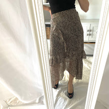 Load image into Gallery viewer, Decjuba Size 10 Leopard Print Midi Skirt RRP $89 Frill 90&#39;s Brown
