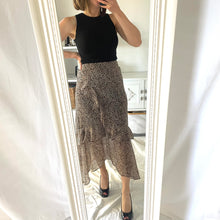 Load image into Gallery viewer, Decjuba Size 10 Leopard Print Midi Skirt RRP $89 Frill 90&#39;s Brown
