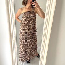 Load image into Gallery viewer, Witchery Dress Brown Maxi Gold Cocktail Evening Size AU 10 - 12 / US 6 - 8
