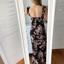 Load image into Gallery viewer, Flynn Skye Black Size 6 Maxi Bardot Dress RRP $250 Summer Formal Floral XS
