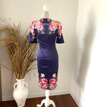 Load image into Gallery viewer, Mackenzie Mode Size 6 Blue Midi Dress RRP $450 Short Sleeves Formal Summer
