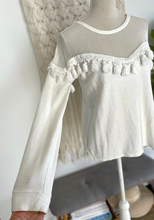 Load image into Gallery viewer, Small SEED White Long sleeve tassel Boho mesh jumper
