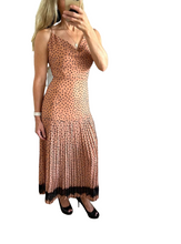 Load image into Gallery viewer, ** NEW XXS (Size 6 )KEEPSAKE THE LABEL Beige Polka Dot cowls neck pleat maxi with lace
