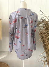 Load image into Gallery viewer, Size 10 MISS DAISY Grey Long sleeved top with butterflies and buttons
