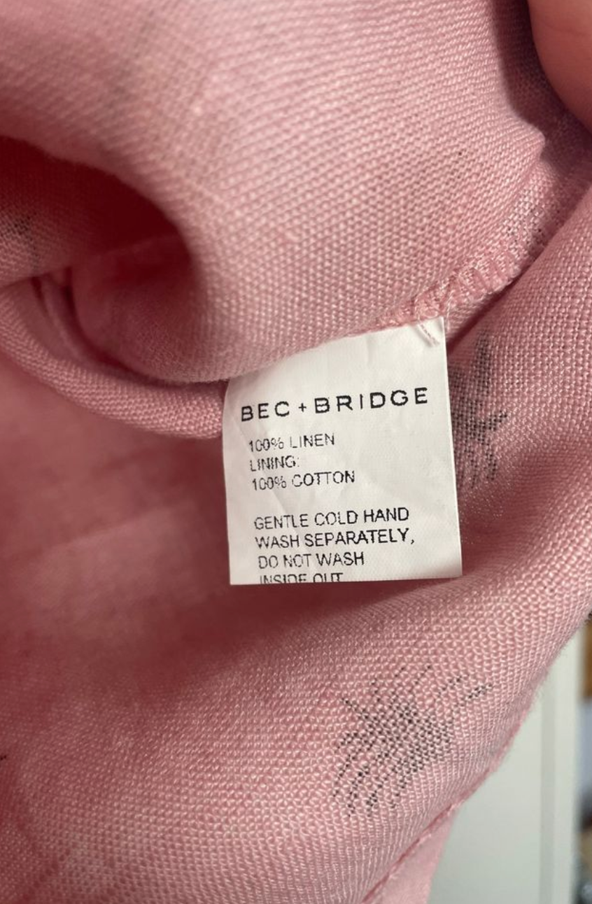 Size 6 BEC BRIDGE Pastel Pink Linen Coconut Grove Black Palm