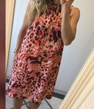 Load image into Gallery viewer, Size 10 - 12 H &amp; M leopard print red and peach womens dress
