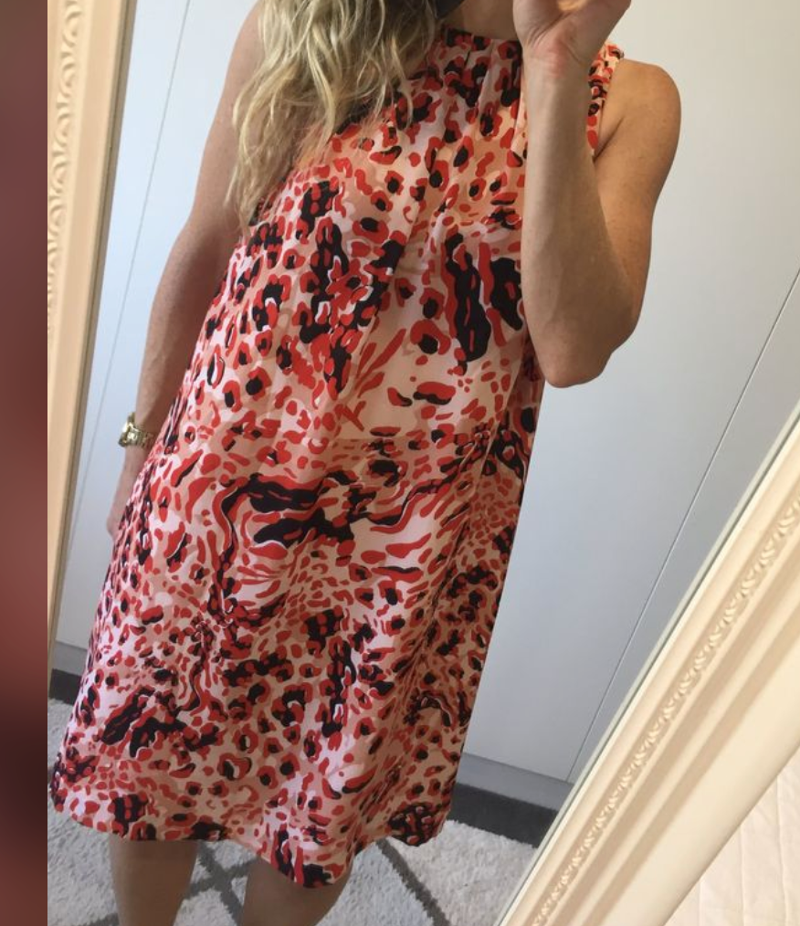 Size 10 - 12 H & M leopard print red and peach womens dress